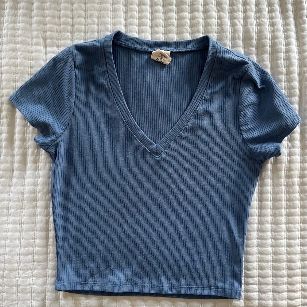 Blue Destined V-neck Crop Top